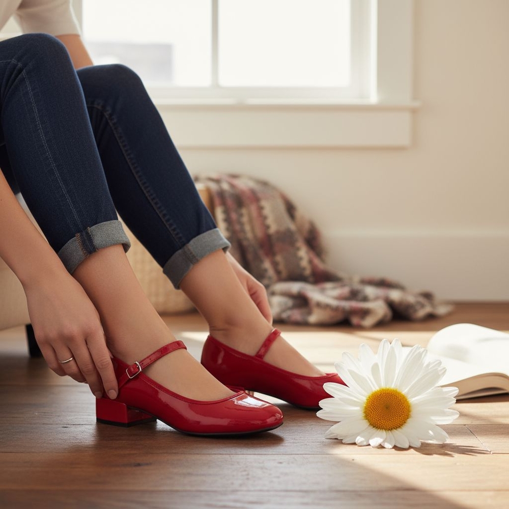 Madden Girl Red Flats - Picture 2 of 6